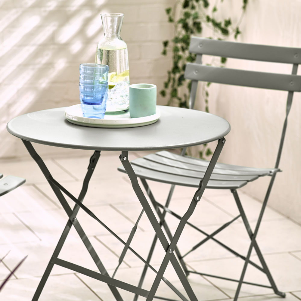 Furniturebox Cruz Metal 2 Seater Outdoor Bistro Set Grey Image 2