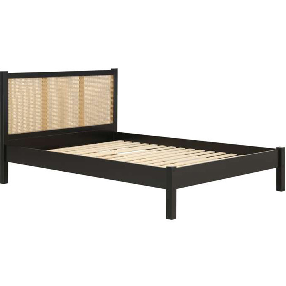Croxley Double Black and Oak Rattan Bed Image 2