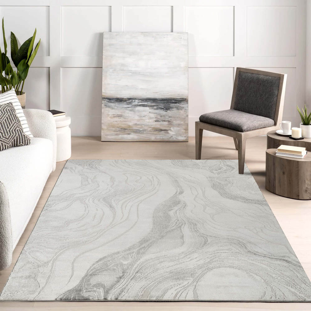 Desire Rugs Novu Stream Grey Modern Abstract Metallic Sheen Rug 120 x 170cm Image 2
