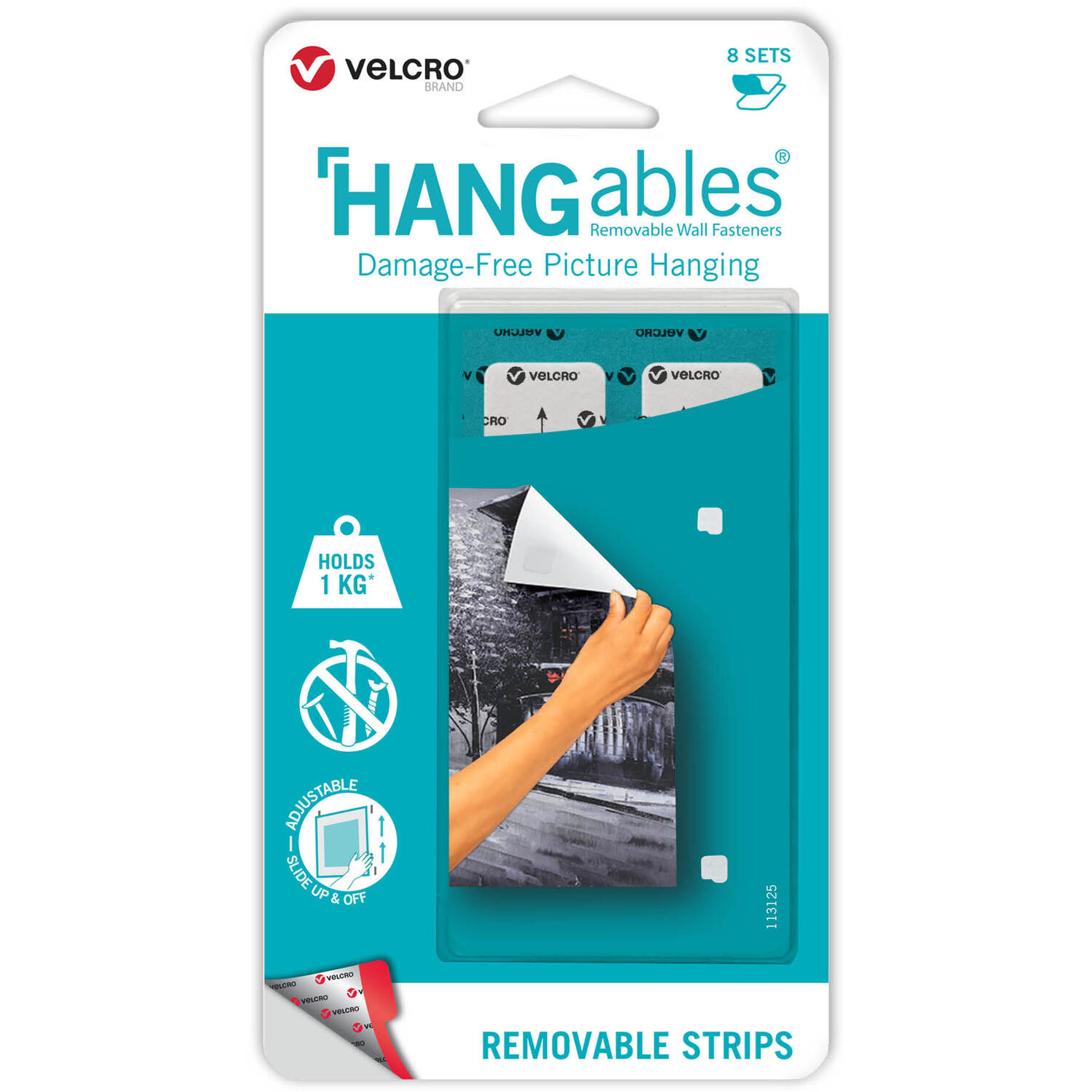 Hangables Wall Fasteners Square Adhesive Strips Set of 8 Image 1