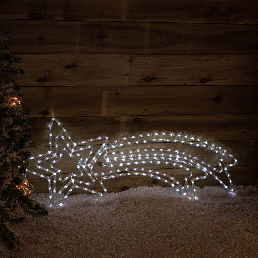 Samuel Alexander White LED Hanging Christmas Star Rope Light 118 x 46cm Image 8