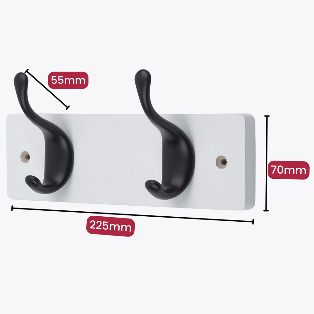 Headbourne White and Black 2 Hook Coat Rail Image 5