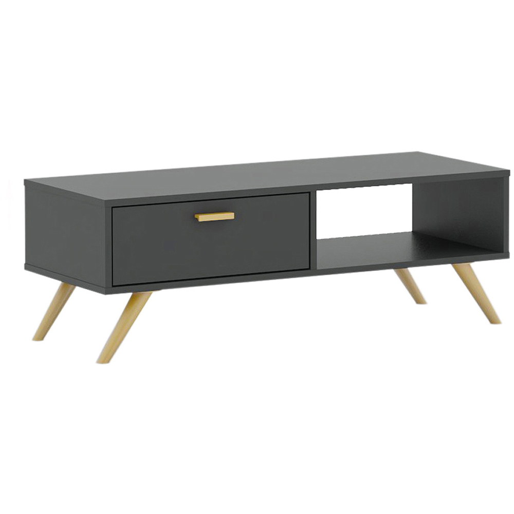 Kudl Single Drawer Single Shelf Dark Grey TV Unit Image 2