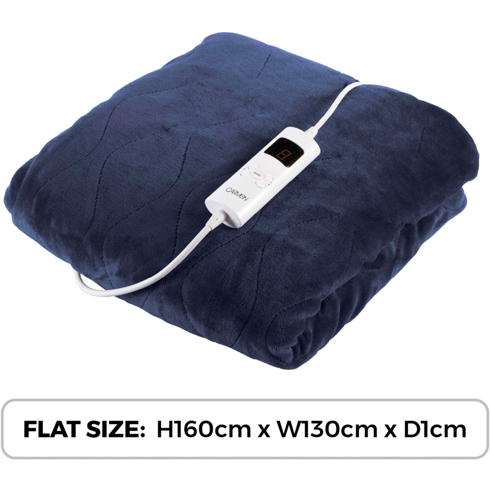 Carmen Blue Fleece Electric Heated Throw Over Blanket 160 x 130cm Image 6