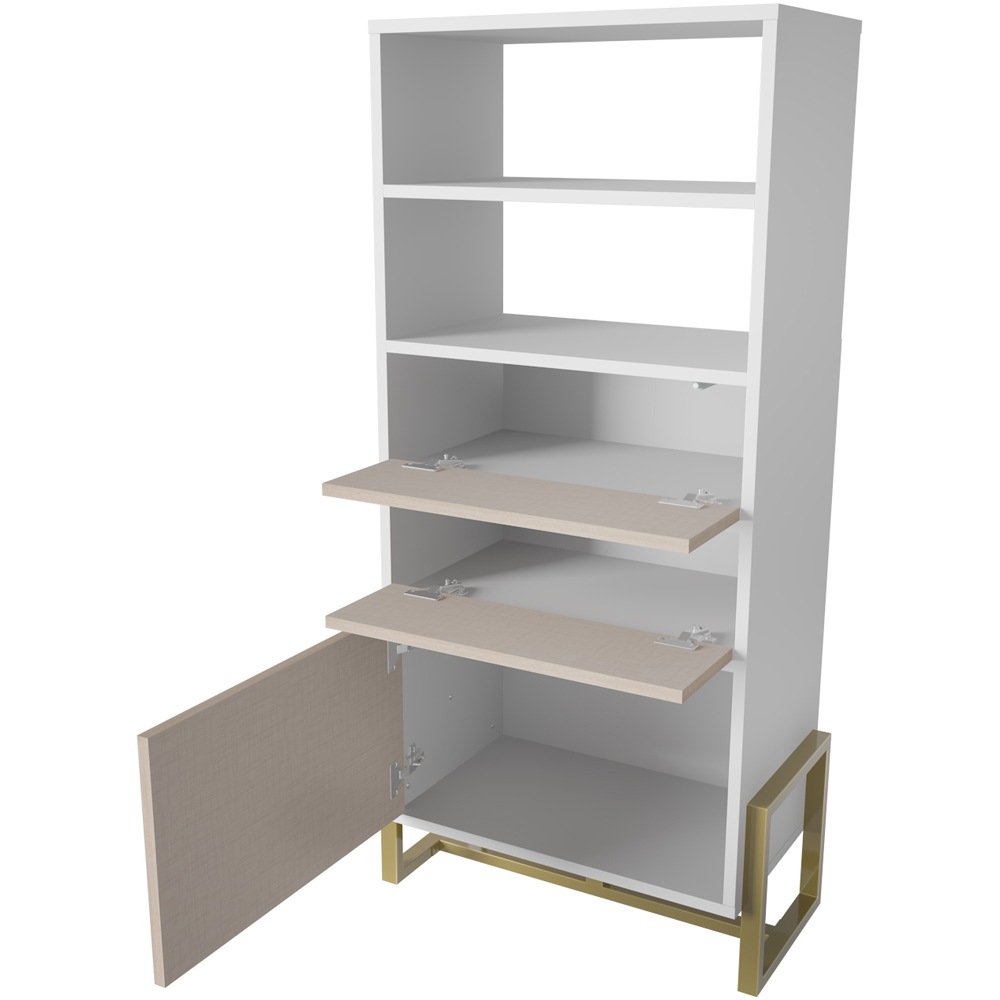 Decorotika Utopie 3 Door 2 Shelf White and Beige Modern Bookshelf Image 3