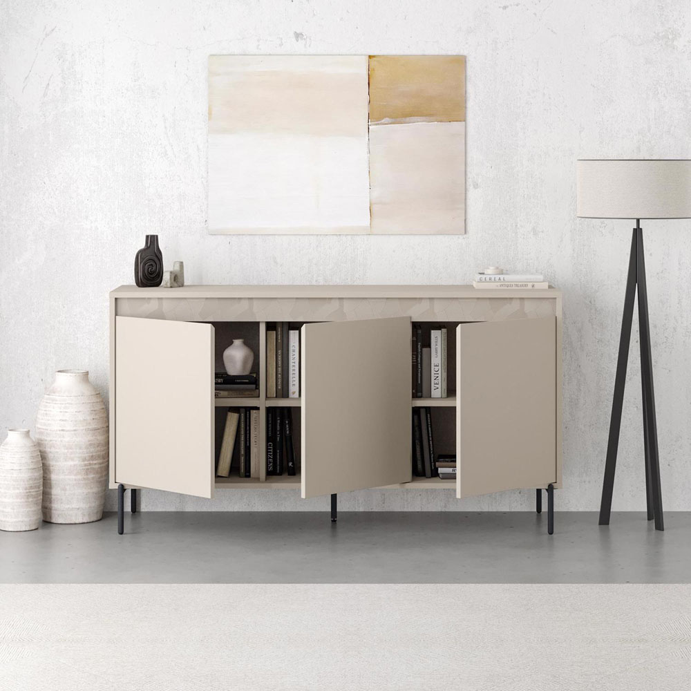 FWStyle Mott 3 Door Sandstone Large Sideboard Image 4