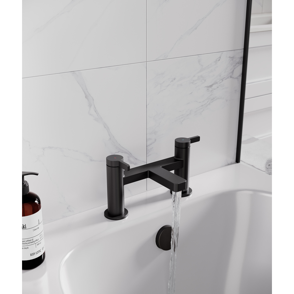 Bristan Elevar Matt Black Deck Mounted Bath Filler with Dual Lever Image 2