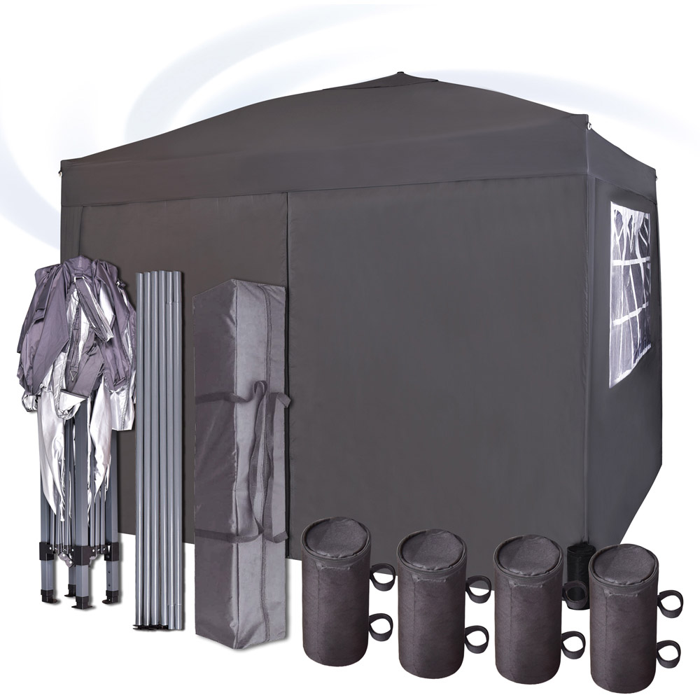 Grey Pop Up Outdoor Canopy Tent with Removable Sidewalls 3 x 3m Image 4