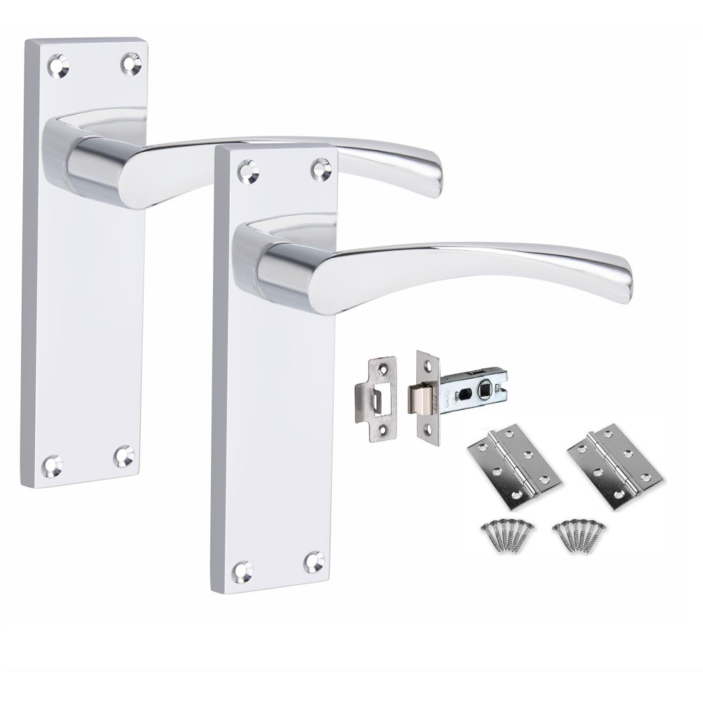 Golden Grace Polished Chrome Victorian Scroll Astrid Door Handle Set 5 Pack Image 2