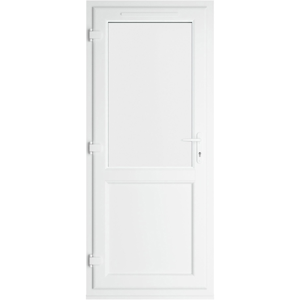 Crystal Black and White Half Glass RH Open Clear Triple Glazed Door 840 x 2090mm Image 3