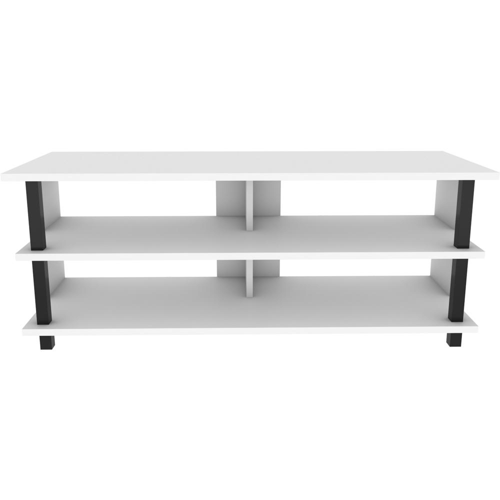 Decorotika Pueblo 4 Open Shelf Black and White Wide TV Unit Image 3