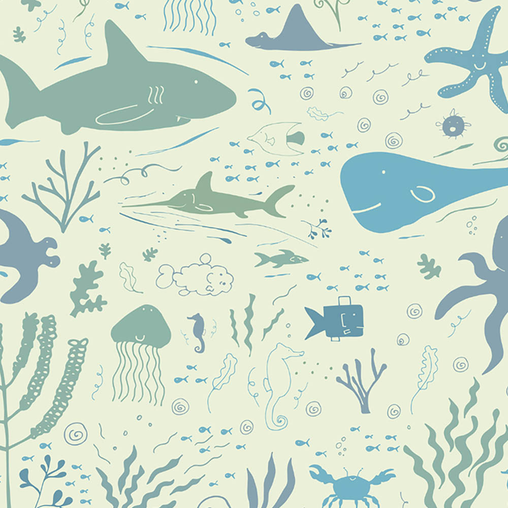 Origin Murals Underwater Adventures Blue Wall Mural Image 2