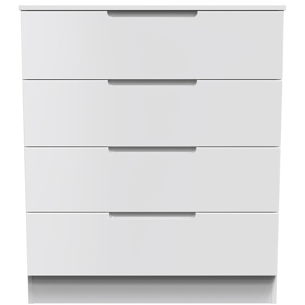 Crowndale Milan 4 Drawer White Gloss and White Chest of Drawers Ready Assembled Image 2
