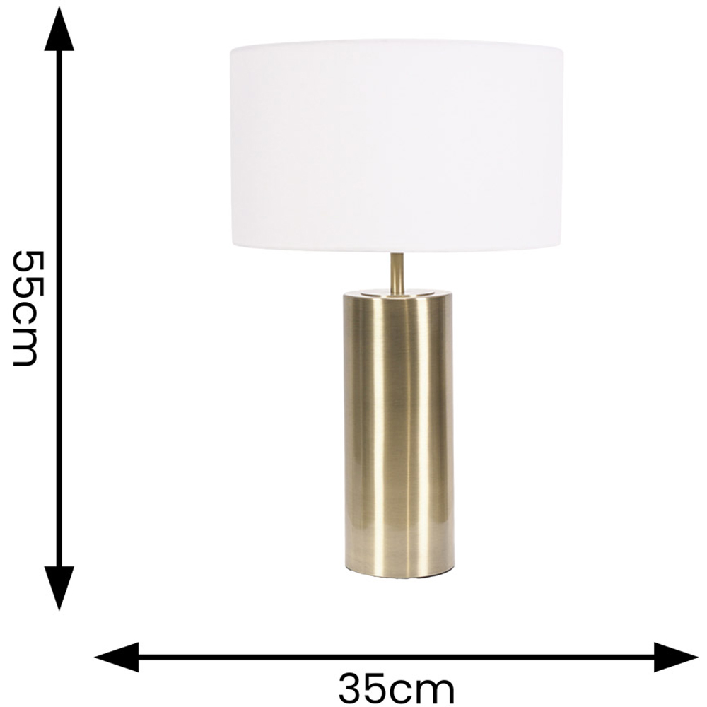 ValueLights Lexy Reni White Drum Shade Antique Brass Dimmable LED Touch Table Lamp Image 6