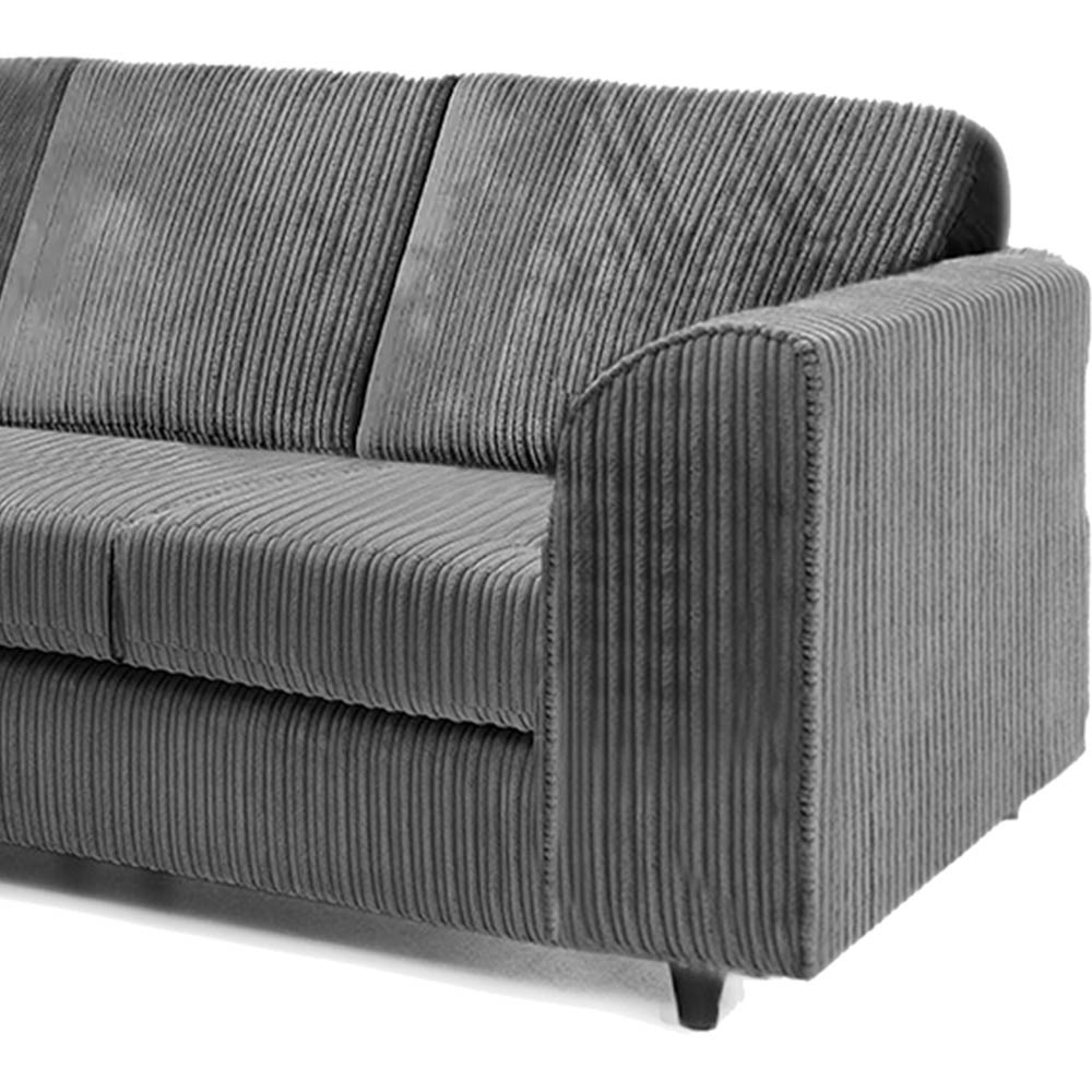 Luxor 5 Seater Grey Jumbo Cord Full Back L Shaped Corner Sofa Set Image 5