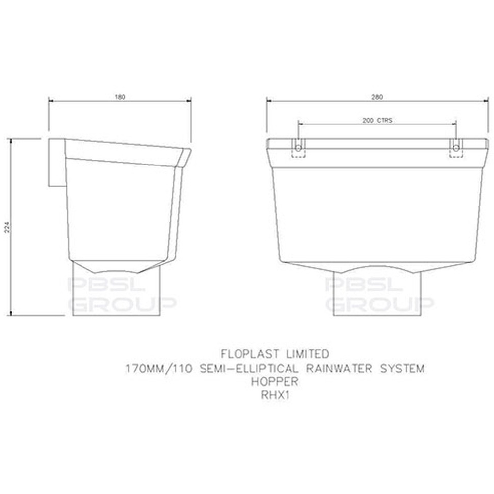 FloPlast Xtraflo Industrial Gutter Hopper Black 110mm Image 2