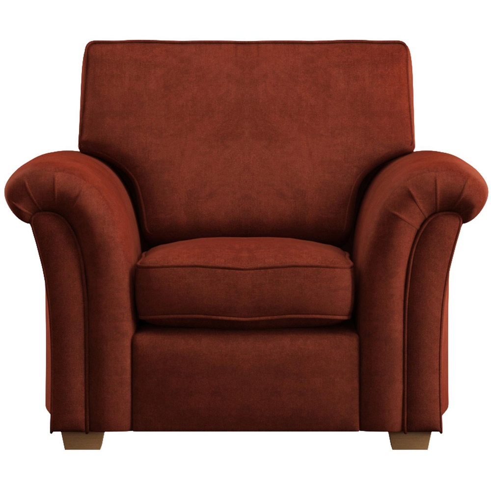 Castleacre Marmalade Plush Velvet Fixed Back Armchair Image 3