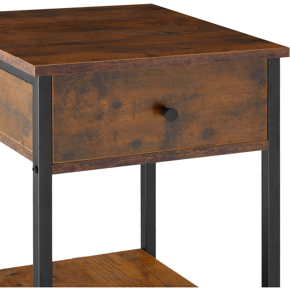 tectake Bradford Single Drawer Dark Wood Bedside Table Image 7