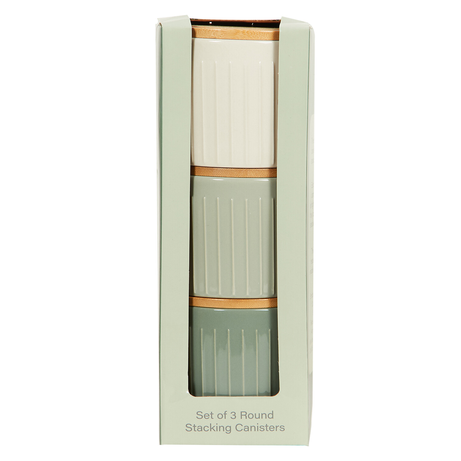 Set of 3 Stacking Canisters - Green and Cream Image 2