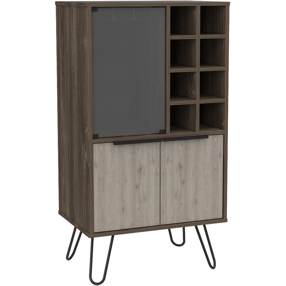 Core Products Nevada 3 Doors Smoke Oak Mirrored Wine Cabinet Image 2