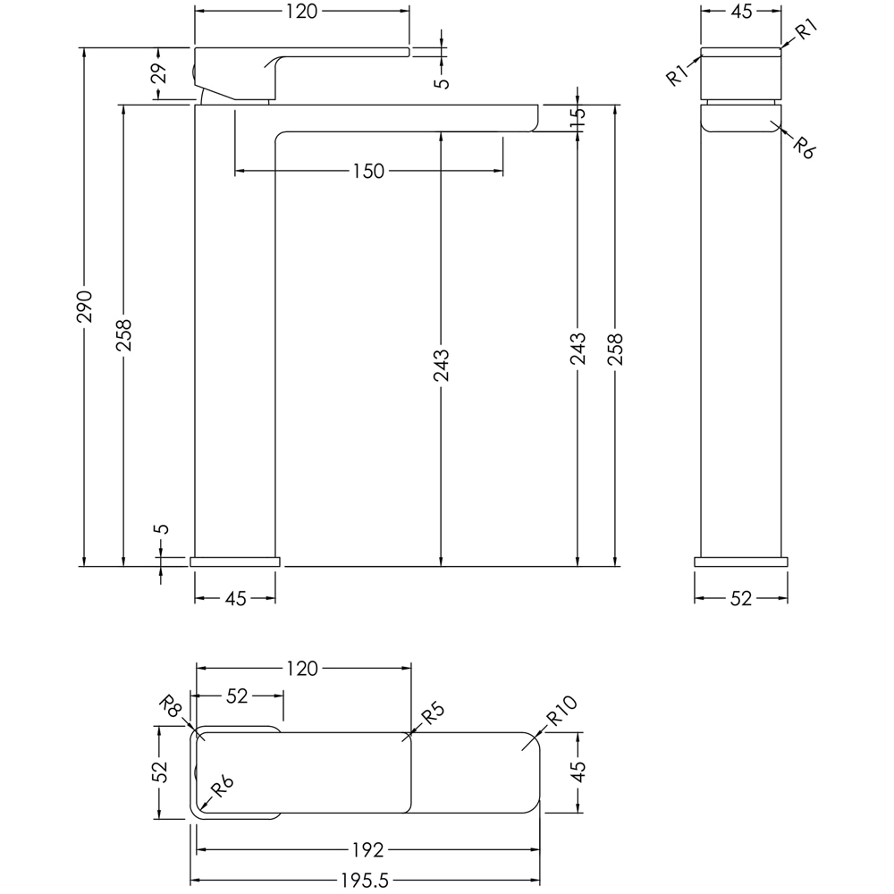 nuie Windon Chrome High Rise Mono Basin Mixer Image 2