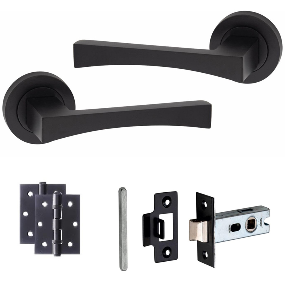 Golden Grace Matt Black Wave Latch Handles Set 52mm 4 Pack Image 3