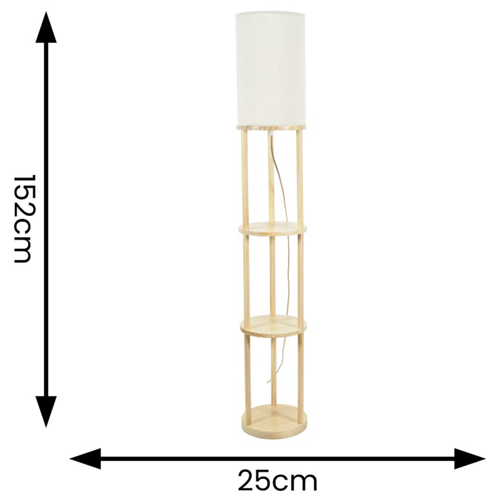 ValueLights Elsa 3 Shelf Cream Shade Wooden LED Floor Lamp Image 5