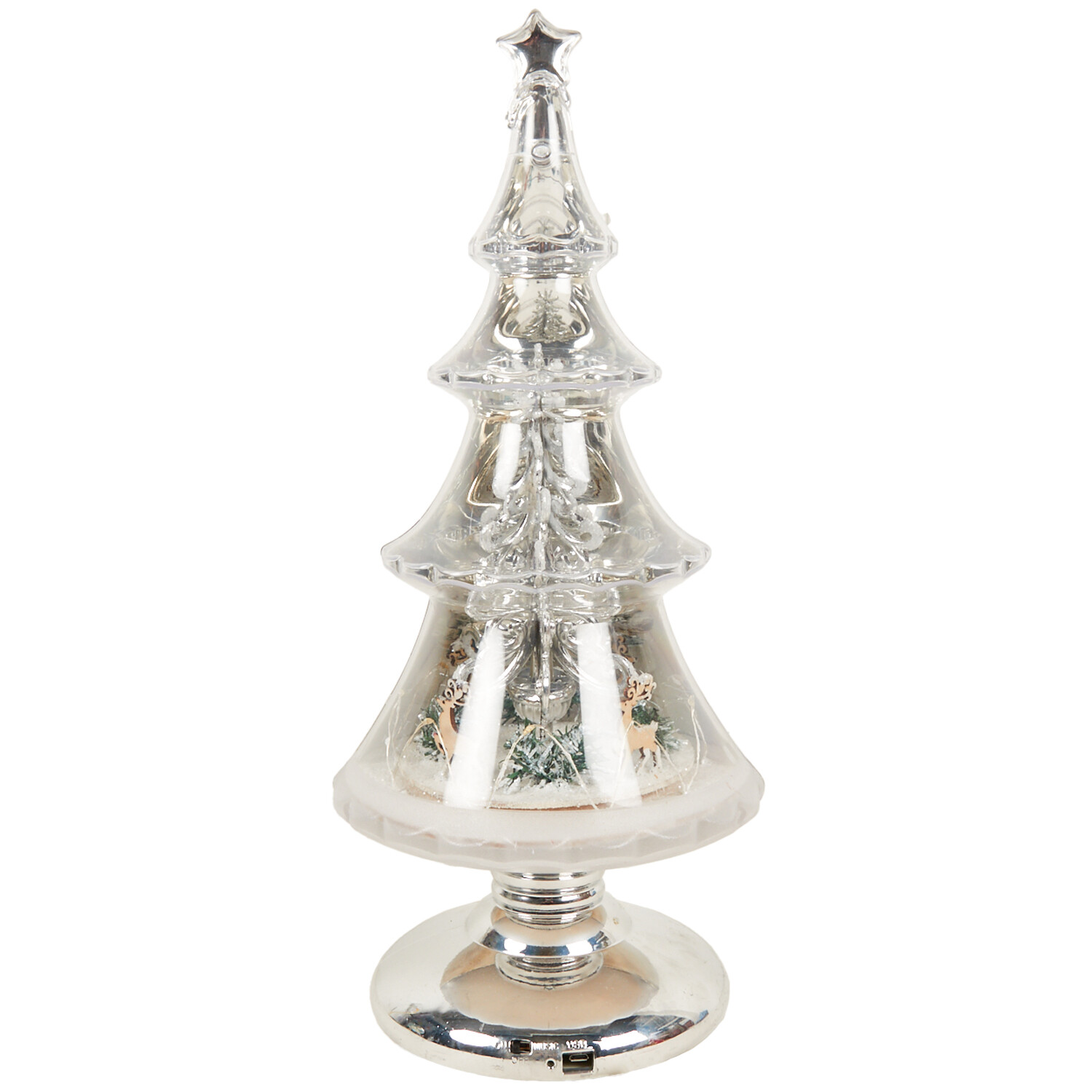 LED Musical Tree with Winter Scene - Silver Image 1