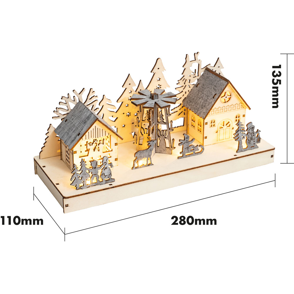 Xmas Haus LED Light Up Wooden Festive Scene Image 6