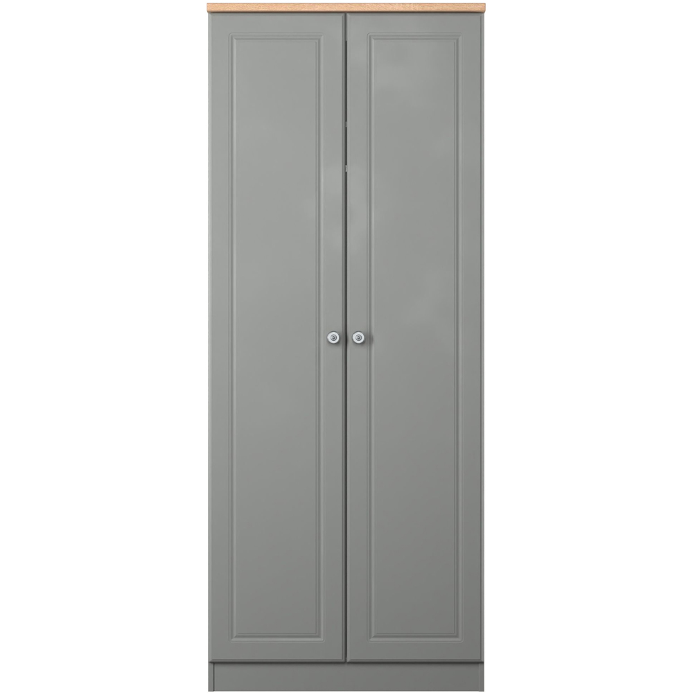 Crowndale Norfolk 2 Door Dusk Grey and Bardolino Oak Wardrobe Ready Assembled Image 2