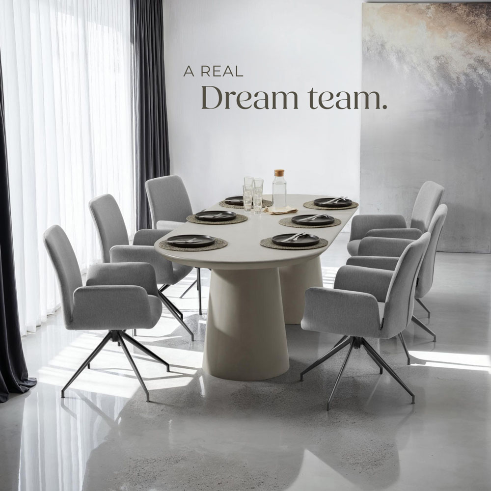 tectake Daya Set of 4 Anthracite Upholstered Swivel Chair Image 8