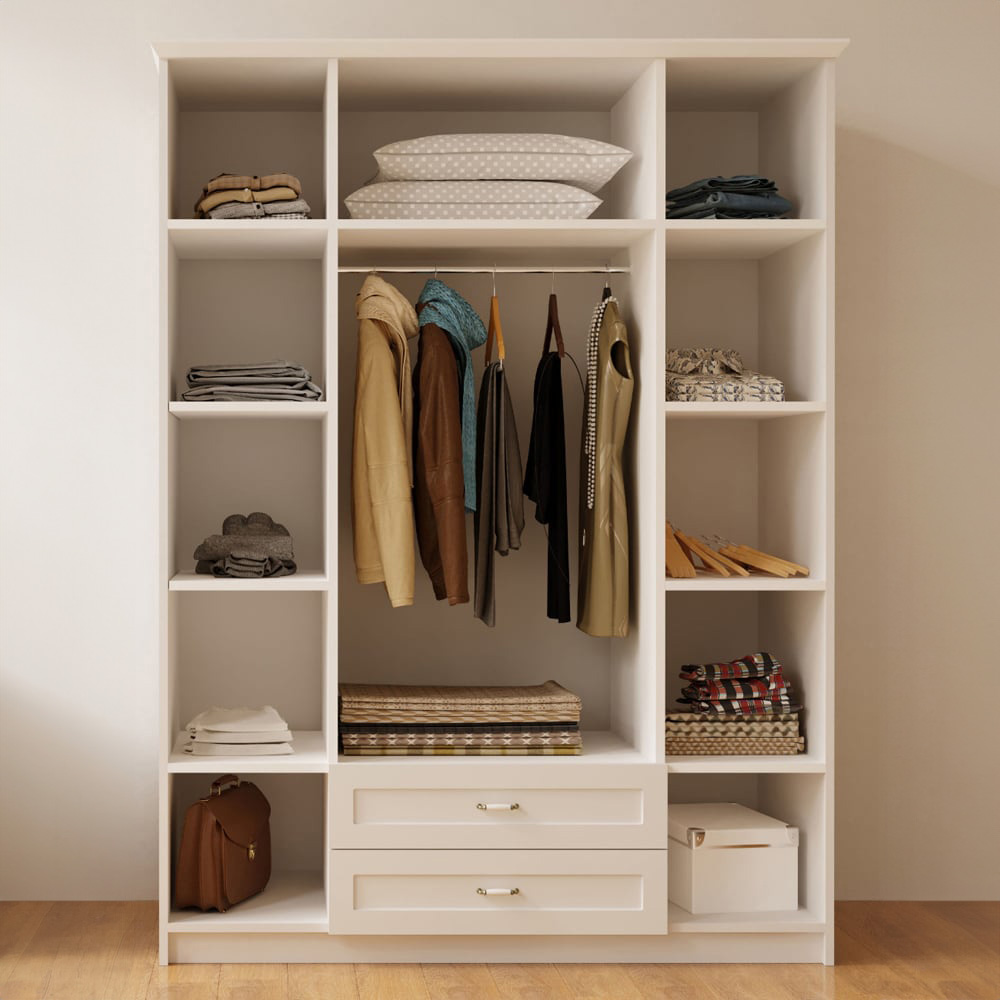 Evu Charlotte 4 Door 2 Drawer White Mirror Wardrobe Image 5