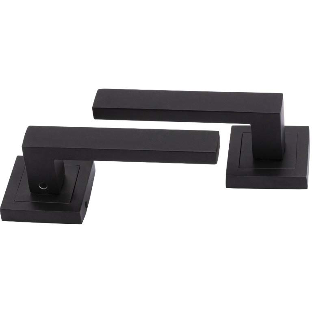 Golden Grace Matt Black Delta Door Handles Set Image 2