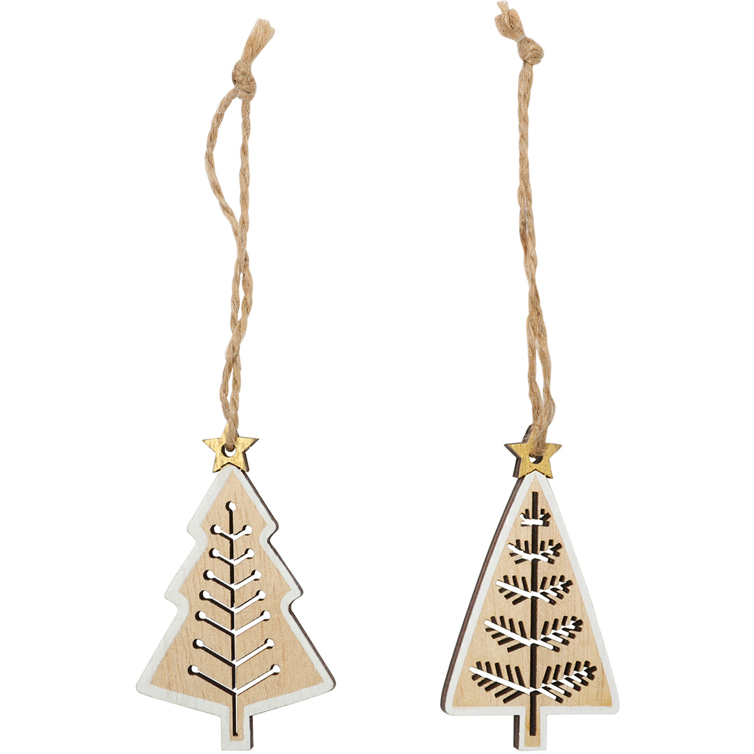 Set of 8 Wooden Tree Hanging Decorations Natural Image 4