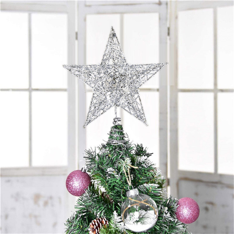 Living and Home Decorative Star Sequins Christmas Tree Topper with LED Light 20cm Image 4