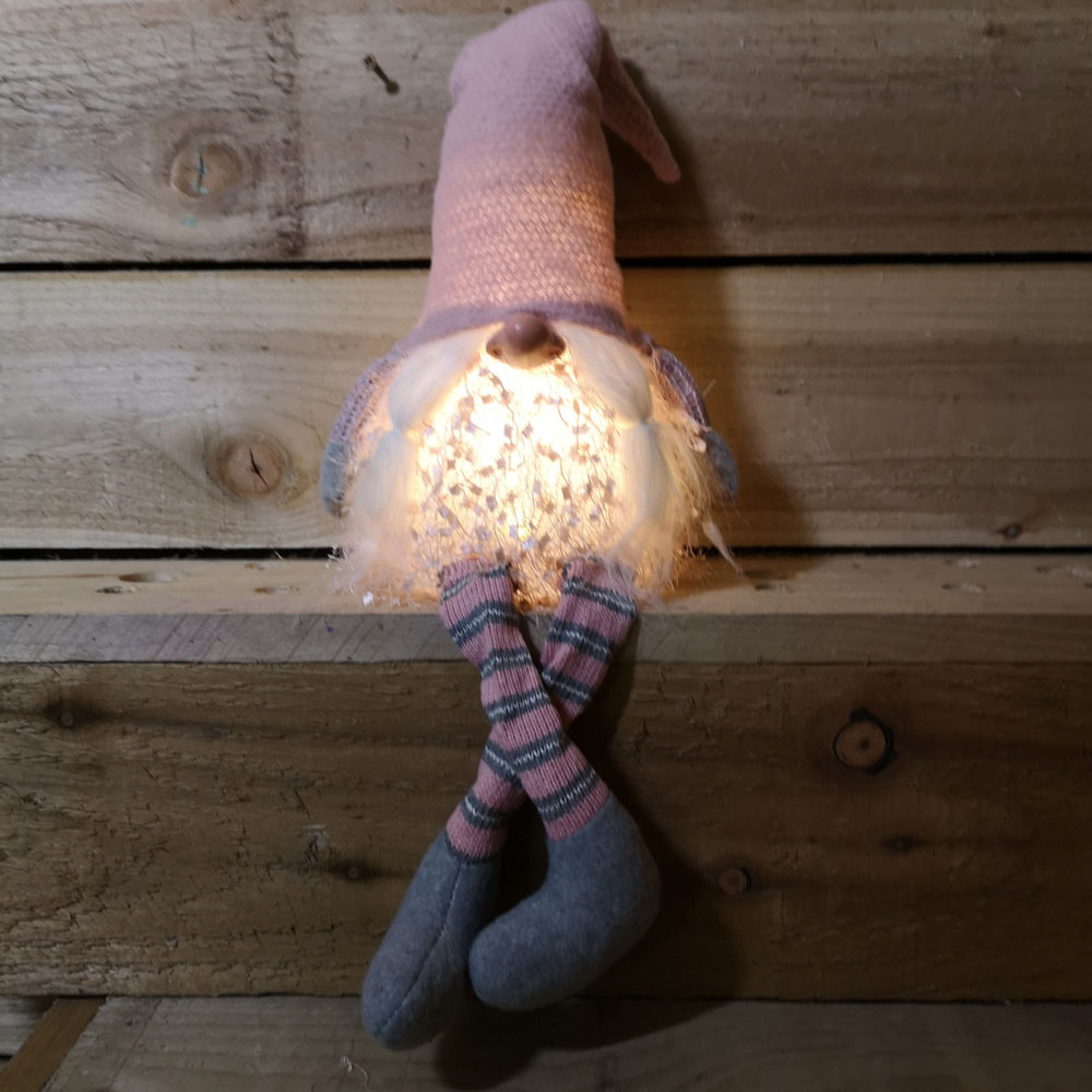 Samuel Alexander Sitting Female Gonk with Pink Hat and Dangly Legs LED Christmas Decoration 50cm Image 6