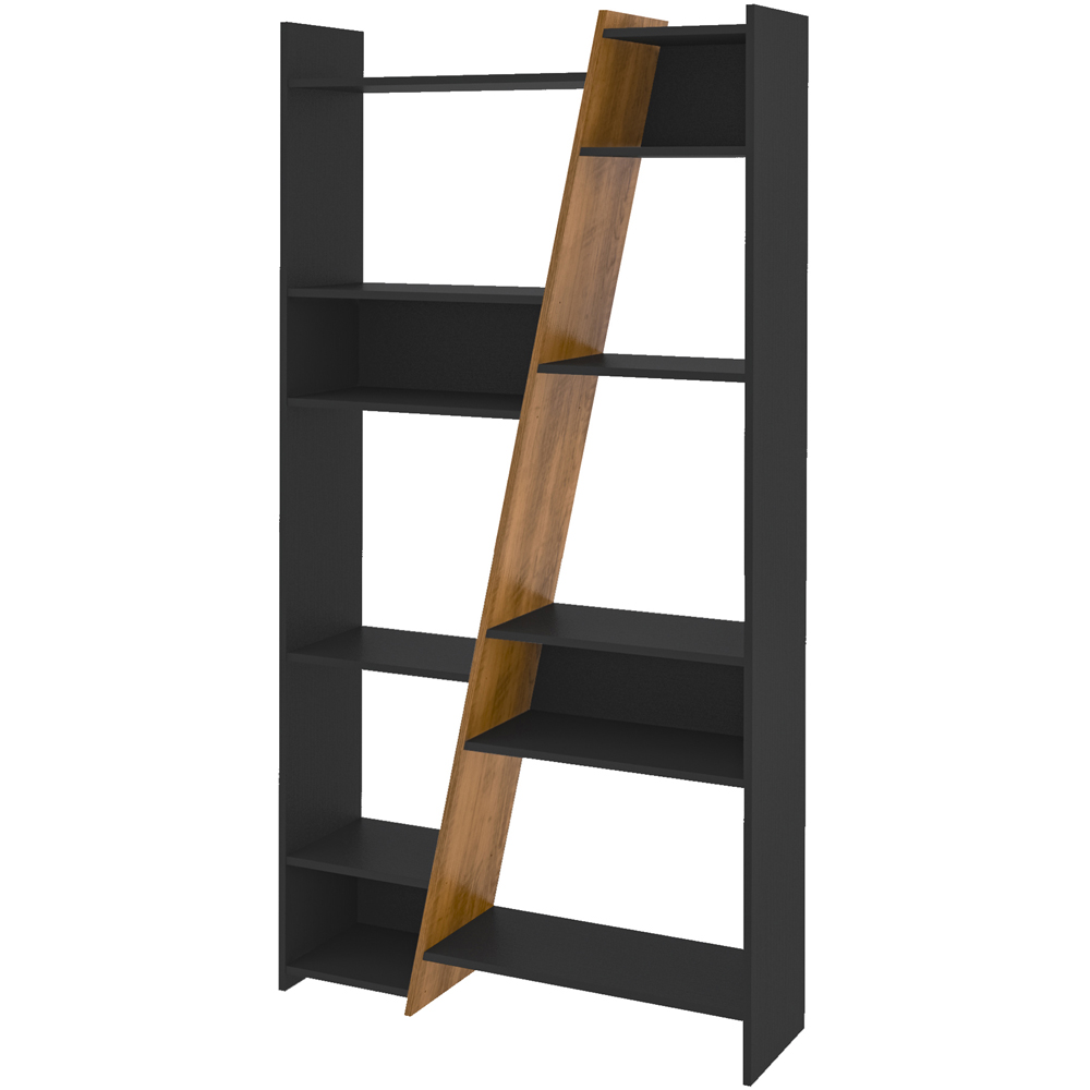 Seconique Naples 12 Shelf Black and Pine Effect Tall Bookcase Image 2
