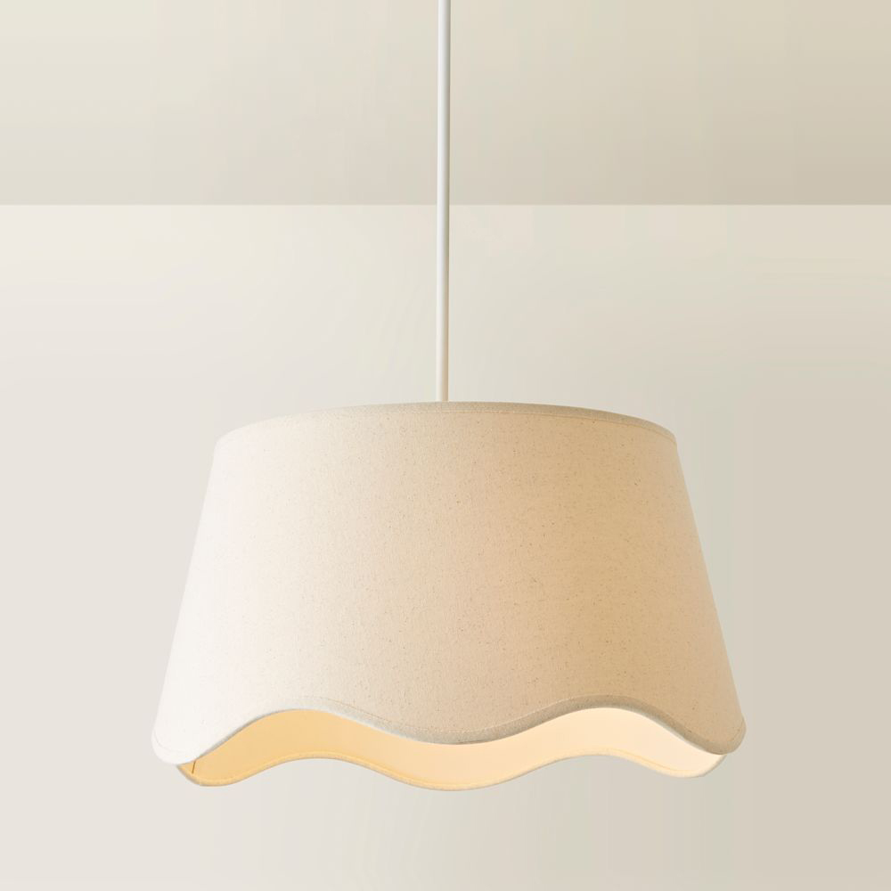ValueLights Mabel Scalloped Bottom Natural Linen Large Shade Image 4