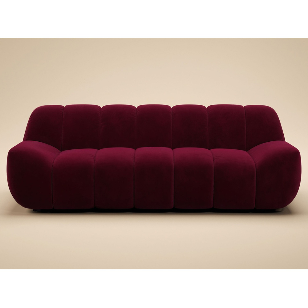 SOLACE+CO Macy Burnt Burgundy Velvet Large 3 Seater Sofa Image 2