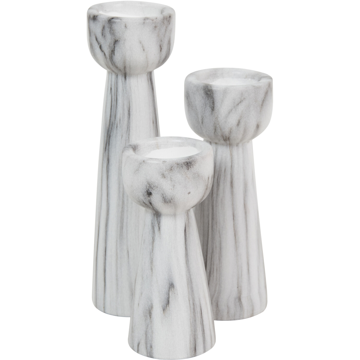 Set of 3 Marble Tealight Holders - White Image 3