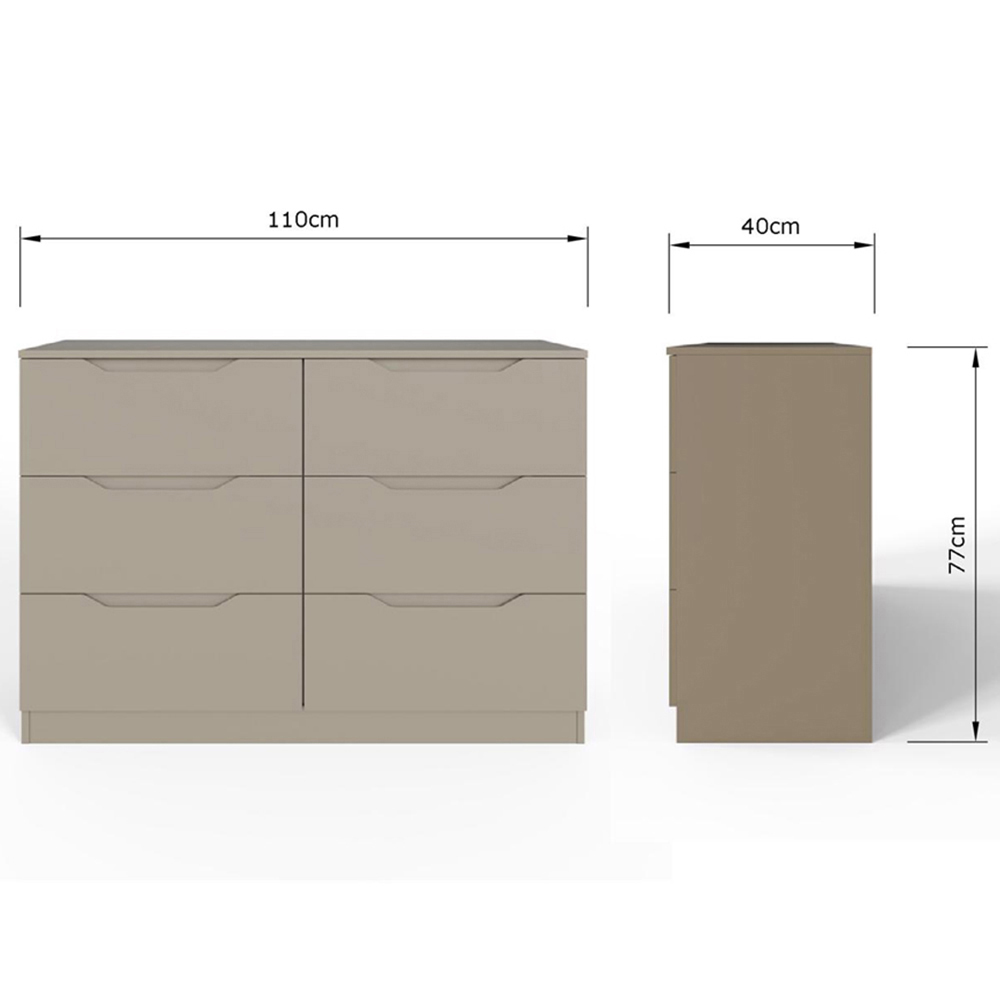 FWStyle Luno 6 Drawer Brown Modern Wide Chest of Drawers Image 7