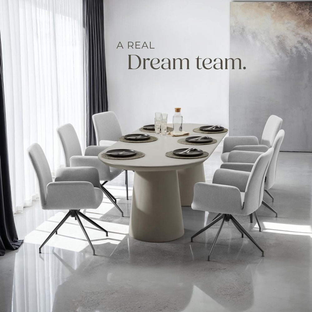 tectake Daya Set of 4 Light Grey Upholstered Swivel Chair Image 8