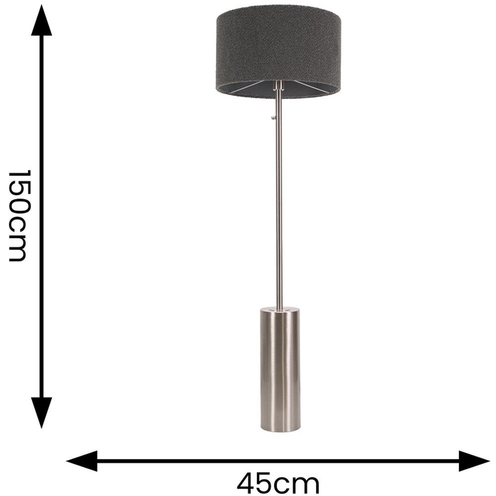 ValueLights Lexy Charcoal Boucle Shade Chrome LED Floor Lamp Image 5