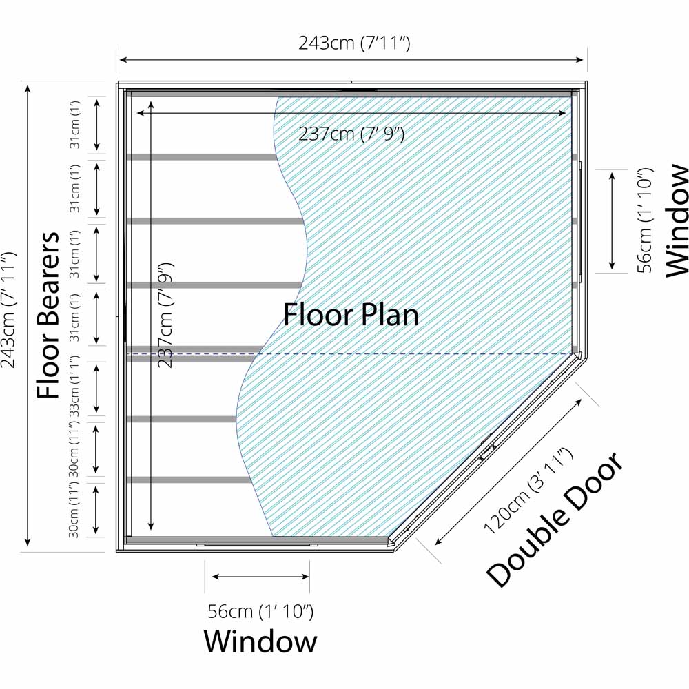 Mercia 8 x 8ft Double Door Premium Corner Summerhouse Image 5