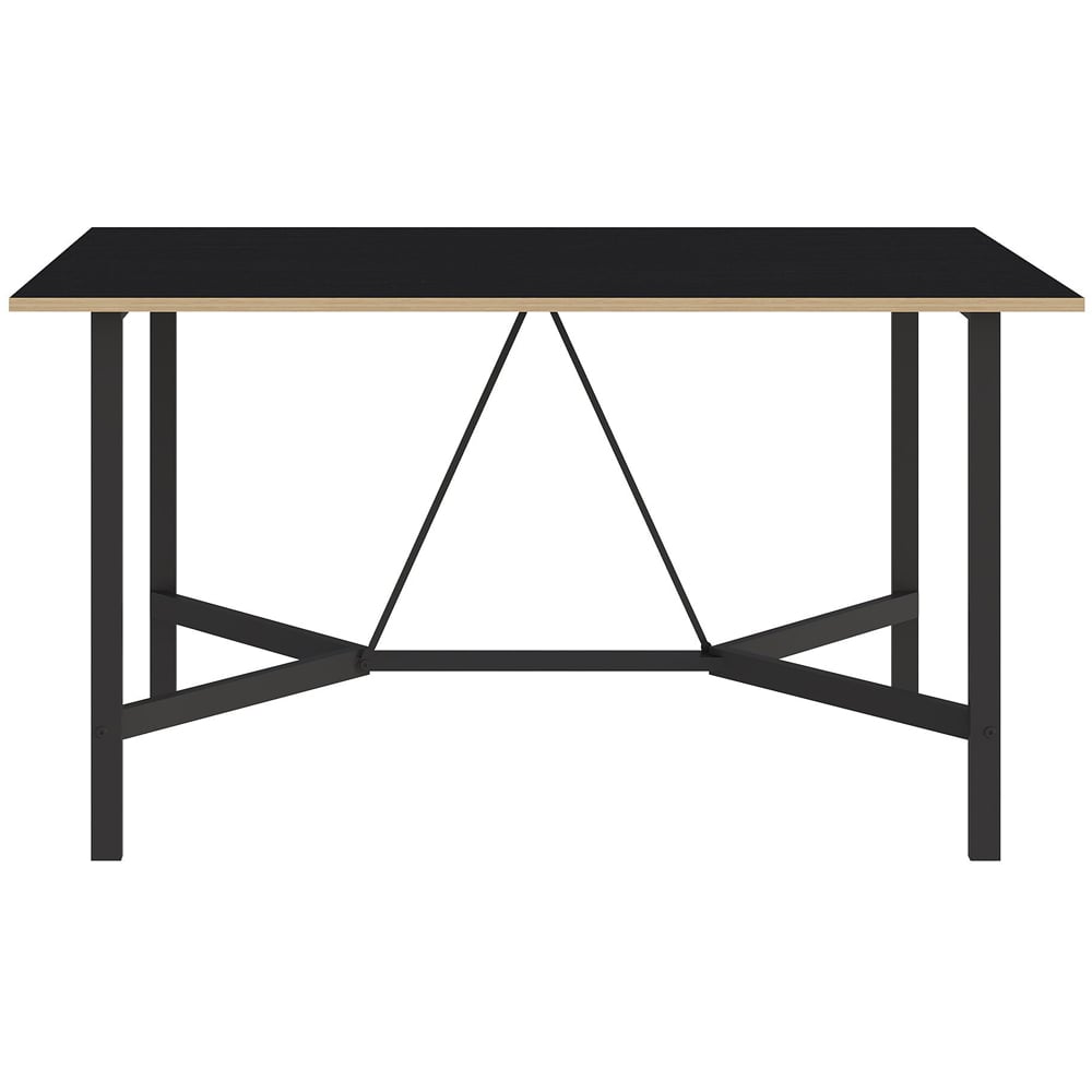 Decortie Dalma Black Wooden Dining Table with Black Metal Legs Image 2