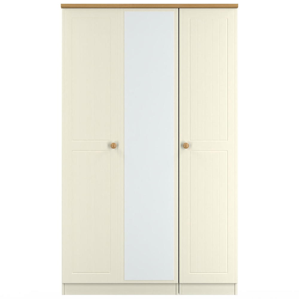 Crowndale Warwick 3 Door Cream Ash and Oak Triple Mirror Wardrobe Image 2