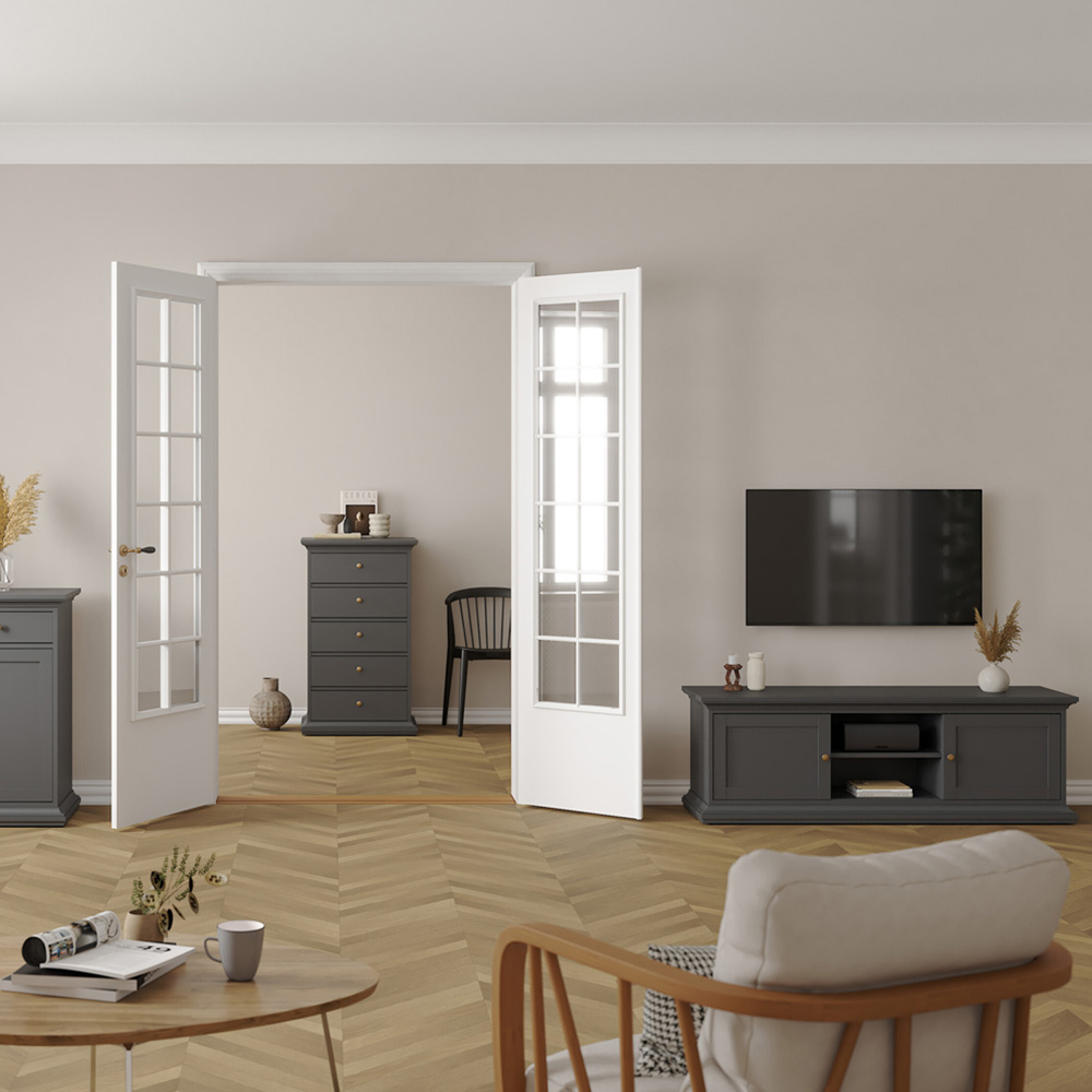 Florence Paris 2 Door 2 Shelf Matt Grey TV Unit Image 6
