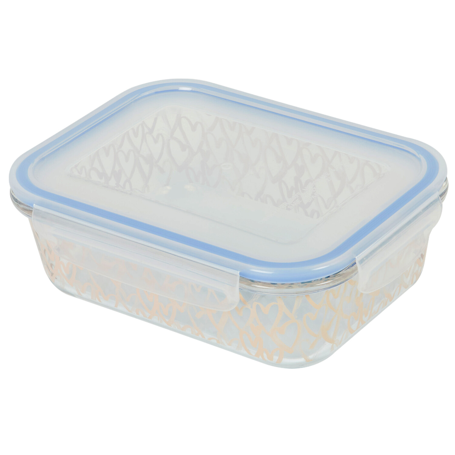 Pink Heart Decal Glass Crisper 1L - Clear and Pink Image 3