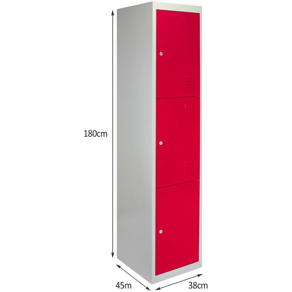 MonsterShop 3 Door Red Metal Storage Locker Image 6