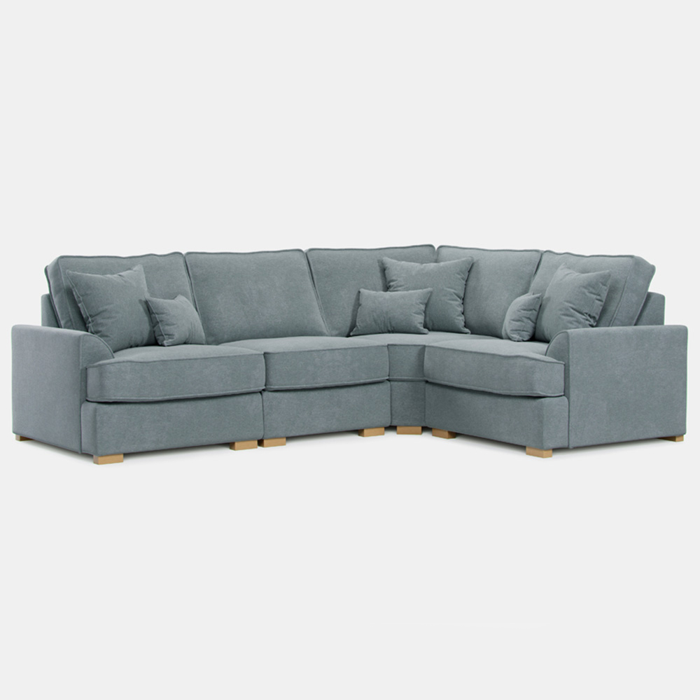 Alba City 5 Seater Fine Blue Fabric Left Hand Corner Sofa Image 2